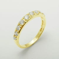 Британски направени 18k жълто злато кубичен циркония женски пръстен за вечност - Опции за размер - размер 5.25
