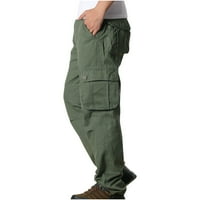 Leodye Pants for Men Clearance Мъжки товарни панталони ежедневни тънки много джоба с прави панталони на открито панталони спортни панталони зелени 4