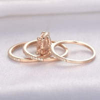 Toyella дамски пръстен комплект изискан луксозен квадрат диамант розово злато с размер 10