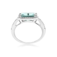 Gem Stone King Sterling Silver Simulated Aquamarine Ring за жени