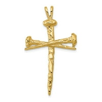 14k жълто злато полиран религиозен кръст чар