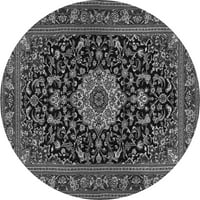Ahgly Company Indoor Round Medallion Grey Traditional Area Rugs, 4 'Round