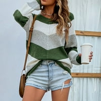 Пуловери за жени за жени- дълъг ръкав кръгла шия пуловер на клирънс ежедневни дамски пуловери върхове зелени размери xl