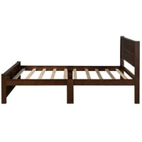 Рамка за легло с дървена платформа с правоъгълна линия на линията на таблото и таблото, основата на твърдата дървесина с поддръжка на дървени летви, не е необходима пружина, лесен монтаж