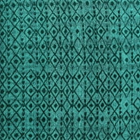 Ahgly Company Machine Pashable Indoor Square Oriental Turquoise Blue Modern Area Cugs, 5 'квадрат