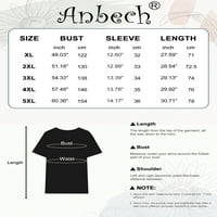 Anbech плюс размер по -глухарче за женски графични графични тениски екипаж с шия с къс ръкав свободни върхове на тройници