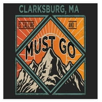 Clarksburg Massachusetts 9x Souvenir Wood Sign с рамка трябва да е дизайн