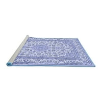 Ahgly Company Machine Pashable Indoor Rectangle Medallion Blue Traditional Area Cugs, 6 '9'
