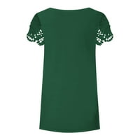 Bazyrey Womens V-образно деколте върхове женски графични отпечатъци с къс ръкав пуловер Небрежни туники ризи зелени л л