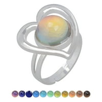 Пръстен скъпоценен температурен пръстен Промяна на топъл чувствителен цвят за приятели Водна подарък Капка Зендантни пръстени пръстени бяло