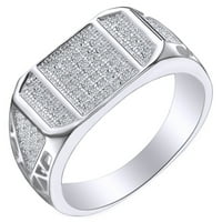 Кръгла форма бяла кубична циркония годишнина лента пръстен 14k бяло злато над стерлинги сребро