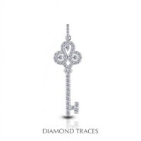 Diamond Traces UD-OS2926- 1. Карат Общо естествени диаманти 14K бяло злато Prong Определяне Ключ модна висулка