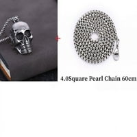 Toyella Men's Punk Jewelry преувеличени титанови стоманени череп висулка 1style с верига
