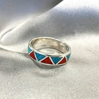Unise Sterling Silver Turquoise с Coral Gemstone Southwestern Style Band