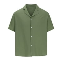 Мъжки риза с късо ръкав бельо плаж ежедневна риза армия зелено размер l