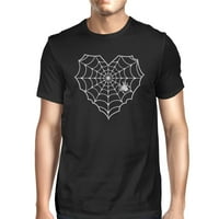 Сърдечен паяк уеб тениска Хелоуин Мъжки черна тениска за кръгла шия