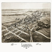 Стара карта на печат на плакат на окръг Ладония Тексас Фанин