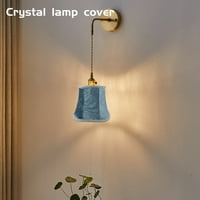 Материя върху нюанса на лампата, E Ръчно изработен абажур за модерен европейски стил на стена лампа, кристална лампа, лампа за свещи, лампа за маса със син фланелен декор