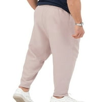 Paille Men's Harem Pants с джобове дъна еластични панталони на талията ежедневно лято панталон розов m