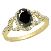 Колекция DazzlingRock 14k всеки овален черен сапфир и кръг Diamond Ladies Halo годежен пръстен, жълто злато, размер 9.5