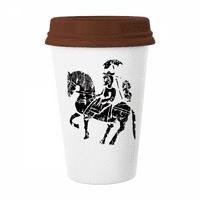 China Wei Jin Dynasties Конна езда шарка чаша кафе за пиене Стъкло в керамика Cerac Cup капак