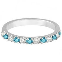 Синьо -бял диамант, подреждащ се пръстен лента 14k бяло злато