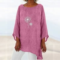 Женски бельо върхове кръгла шия ръкав сладък графичен блузи ризи плюс размер летни върхове