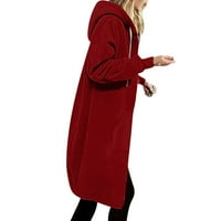Якета за жени модно яке западно есенно яке с цип с качулка с качулка руно суичър с дълги палто яке върхове за изстрелване червено xxl
