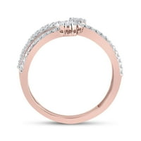 10k розово злато кръг диамант двоен цвете клъстер пръстен cttw