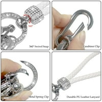 Сплетен ключодържател на комплект d форма Ключ на колата POM POM CARABINER CLIP Penguin Crystal Bling Key fob for Women Girls Gift