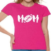Неудобни стилове Женски M-O футболна мама Графична тениска върхове бяла майчина ден подарък спорт мама