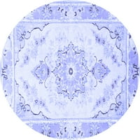 Ahgly Company Machine Wareable Indoor Round Persian Blue Traditional Area Cugs, 3 'Round