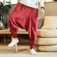 Baocc дамски панталони памук и дължина модна свободна мъжки цвят хоп стил ежедневни панталони панталони ежедневни панталони за жени в червено