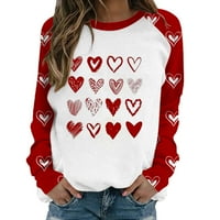 Свети Валентин Пуловерът за рамо на женски отпечатан екипаж пуловер за врата подрязан пуловер комплект модни върхове жени