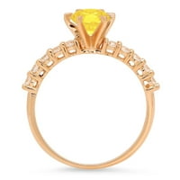 1,05ct кръгла режещ жълт естествен цитрин 14k жълто злато годишнина годежен пръстен размер 4.75