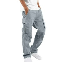 Торбисти товарни панталони за мъже със страничен дизайн с цип, мъжки товарни панталони с джобове небрежно прави панталони с широк широк крак
