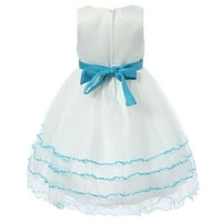 Richie House малки момичета бяло синьо флорална бродирана слоеста рокля 5 6