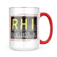 Код на летището на Neonblond Rhi за Rhinelander, Wi халба Подарък за любители на чай за кафе