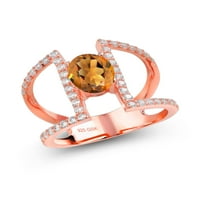Gem Stone King 1. CT овален оранжев червен мадира цитрин 18k розово злато, покрито със сребърен пръстен