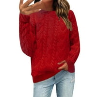Женски пуловер твърд цвят кръгла шия с дълъг ръкав пуловер Небрежни пуловери за мъже за мъже извън белите XL