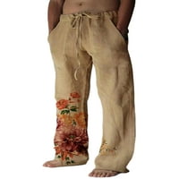 Niuer Мъжки свободно време с джобове панталони мъже бохемни шезлонги широки крак лято с висока талия, свободен палацо панталон