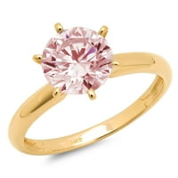 1,5ct кръгло рязане розово симулиран диамант 14k жълто злато годишнина годежен пръстен размер 4