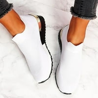 Нови пролетни плетащи чорапи обувки Жените мрежести дишащи платформа маратонки се приплъзват на плоски ежедневни мокасиви дами вулканизирани обувки