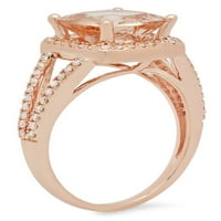 Колекция DazzlingRock 14K Cushion Cut Morganite & Round White Diamond Bridal Halo стил годежен пръстен, розово злато, размер 6.5