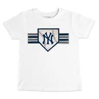 Детска мъничка бяла тениска на базовата ивица на нюйоркския янки