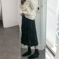 Женска мода с висока талия с плътна линейна пола пола еластична талия универсална есен и зимна пола