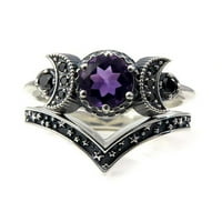 Voss Jewelry Moon Jewellery Giftys за жени червено аметист лунен пръстен пръстен момичета пръстени