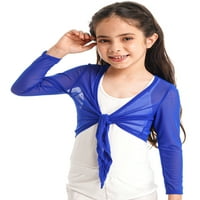 Yizyif Kids Girls Ballet Dance Gymnastics Cover-Up Self Tie Cardigan рамене върхове