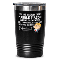 Забавен подарък за Тръмп за мраморна халба за масон на масон, подарък за семейство колега - 20oz неръждаема стомана Черен вакуум, изолиран с капак