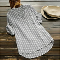 Жени ежедневни плюс размер O-образно отпечатан разхлабен бутон туника риза блуза тениски тениски за жени с дълъг ръкав памук с къс ръкав тениска жени жени жени